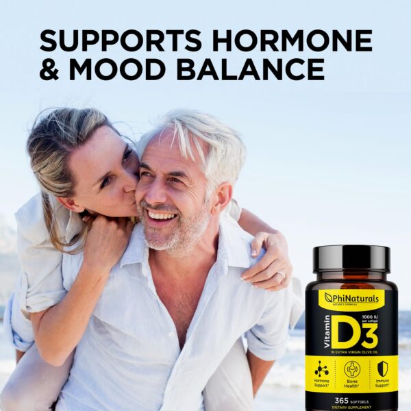 PhiNaturals suplemento vitamina D3 para huesos y función muscular