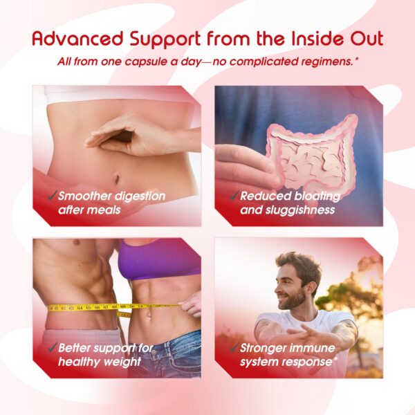 Píldoras de suplemento para bienestar digestivo e inmunológico diario