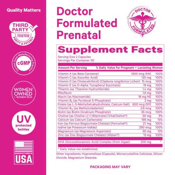 Cápsulas del suplemento Pink Stork prenatal.