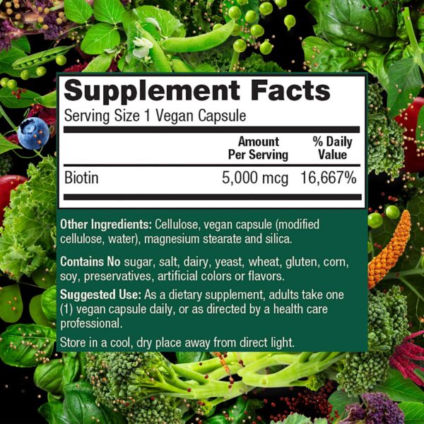 Información nutricional biotina vegana PlantFusion