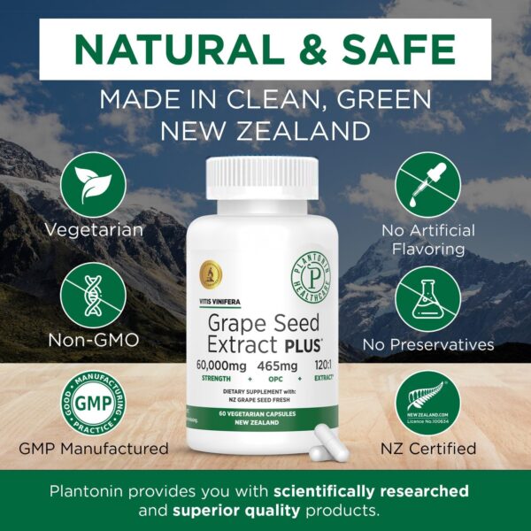 Version 1.0.0 Plantonin suplemento natural antioxidante extracto semilla de uva cápsulas