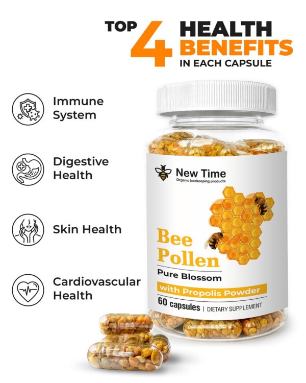 Polen de abeja natural en cápsulas para energía y apoyo inmunológico