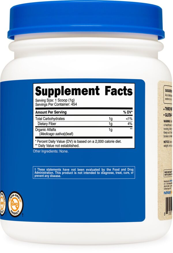polvo alfalfa orgánico Nutricost para salud y bienestar