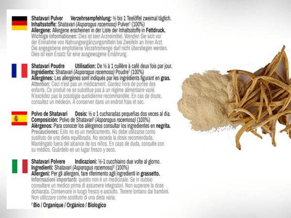 Polvo ayurvédico puro DR WAKDE'S Shatavari para suplementación