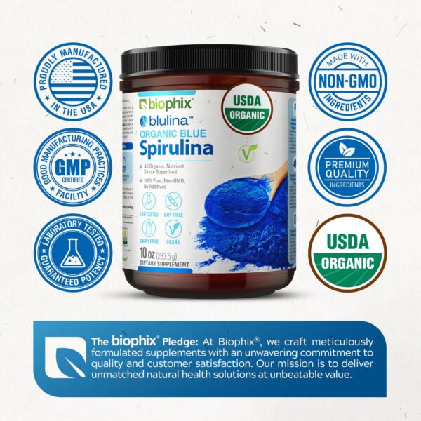 Polvo para bebidas espirulina azul orgánico Biophix