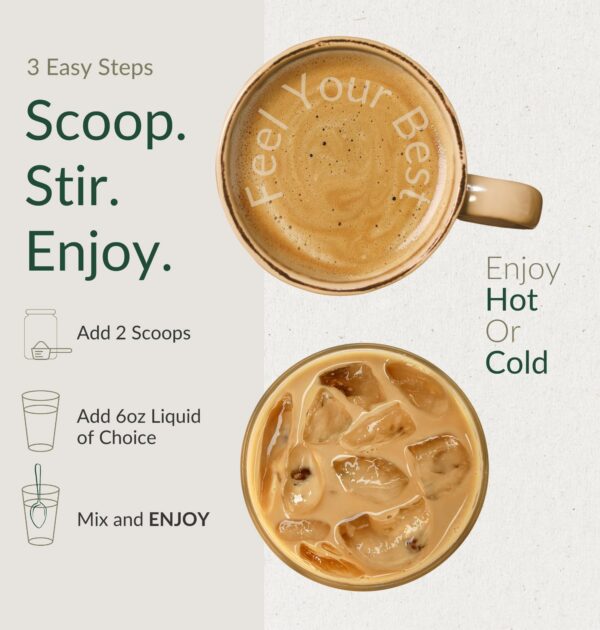 Bebida saludable con MCT, péptidos colágeno y hongos