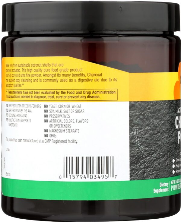 Polvo carbón activado coco vegano Country Life 200 porciones