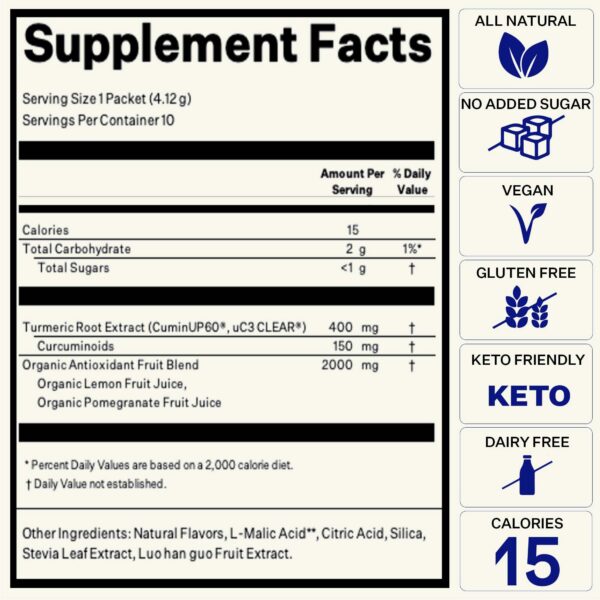 Polvo de cúrcuma curcumina Blueshift antioxidante sabor cítrico