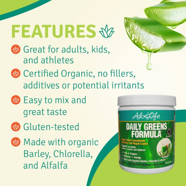 Version 1.0.0 Polvo Daily Greens Aloe Life para smoothie y jugos