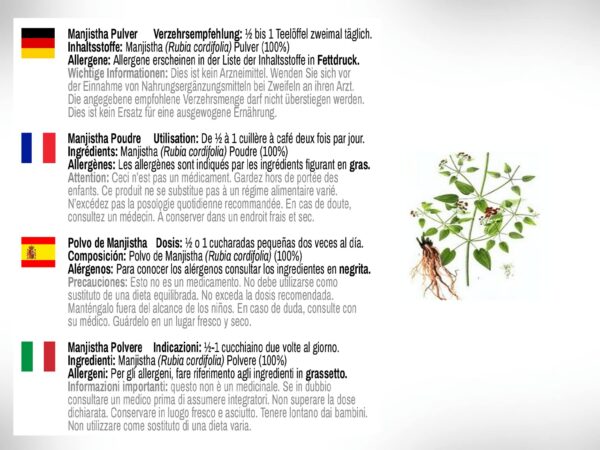 polvo herbal para suplemento diario manjistha dr wakde's