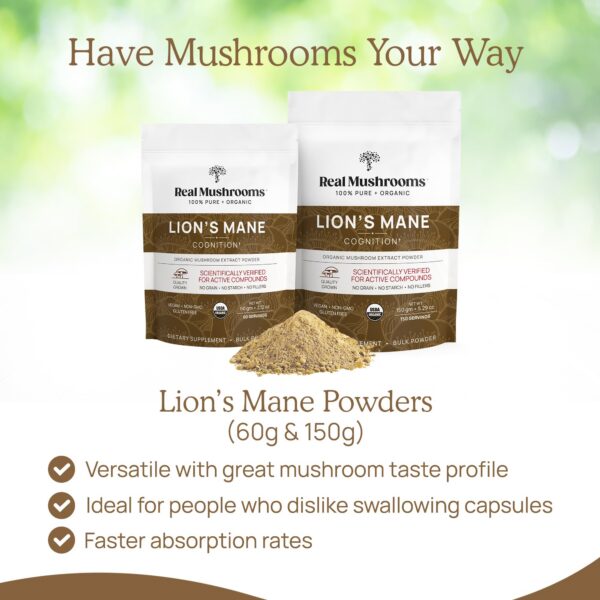 Polvo de Melena de León Real Mushrooms contiene beta glucanos