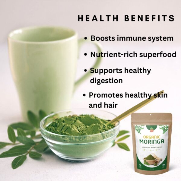 Polvo de moringa energizante y nutritivo para diversas bebidas