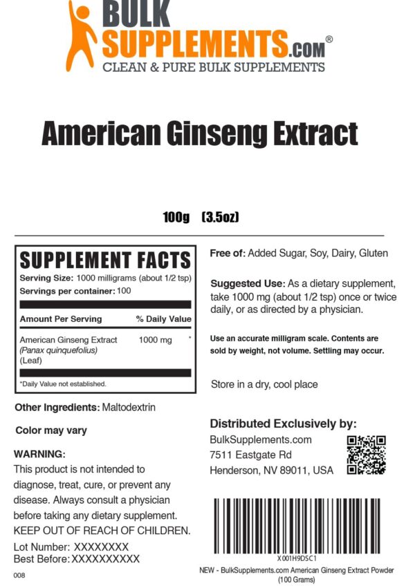 Version 1.0.0 Polvo natural de ginseng americano para uso diario