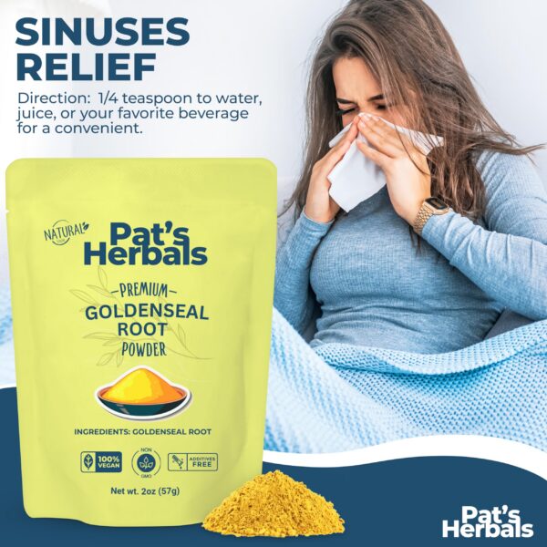 Polvo natural goldenseal fresca sello Pat's Herbals