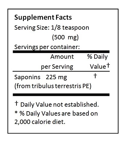 Version 1.0.0 Vista lateral empaque NuSci Tribulus Terrestris polvo