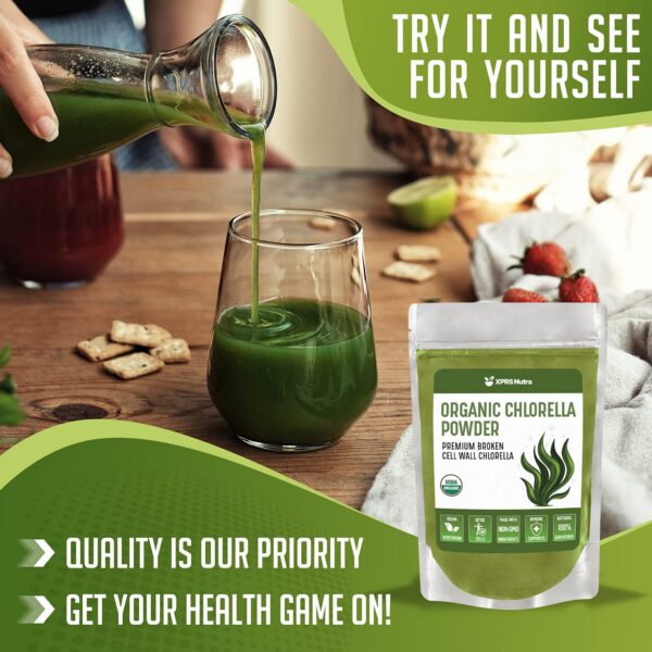 Version 1.0.0 Polvo orgánico chlorella XPRS Nutra empaque bolsas neutrales