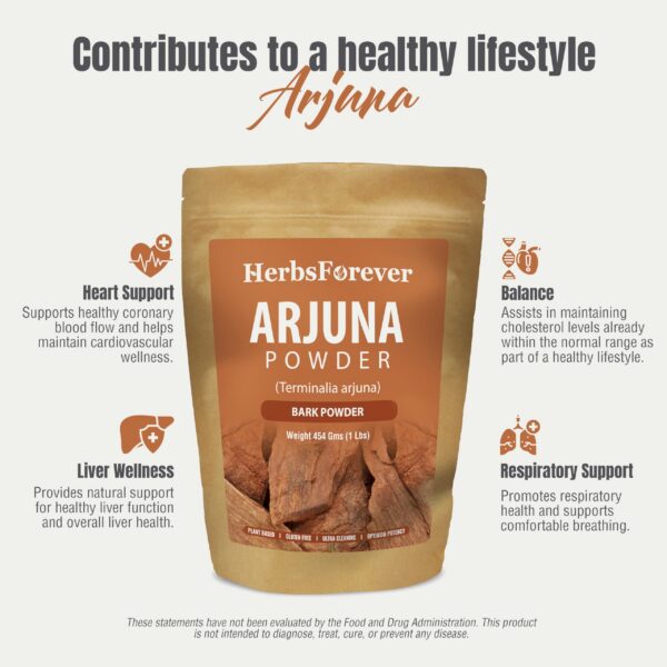 Polvo puro de Terminalia arjuna en envase herbsforever