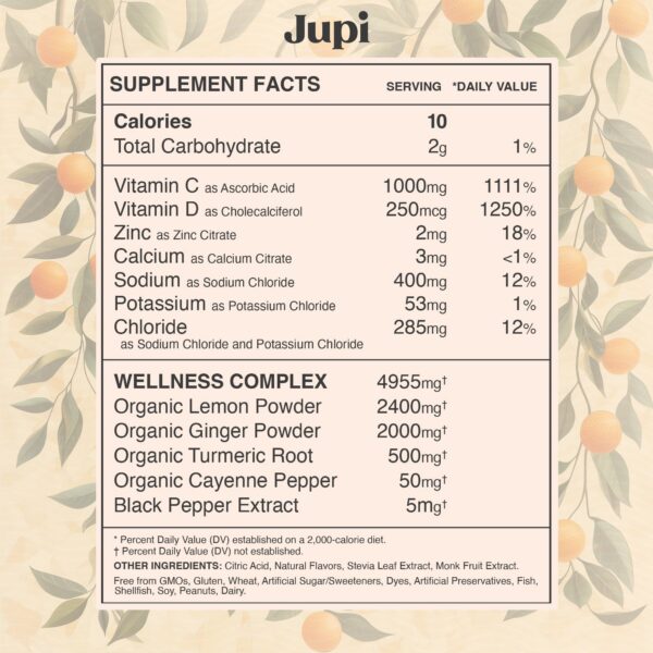 Polvo suplemento orgánico vegano Jupi con cúrcuma y jengibre