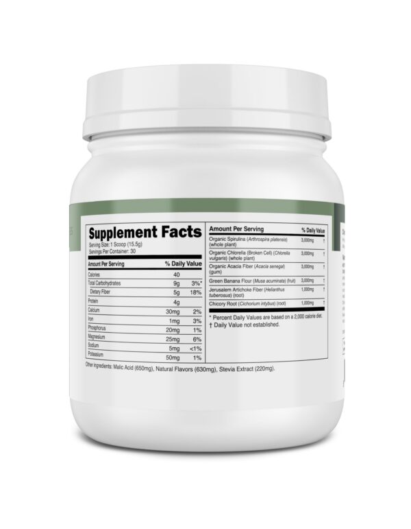 Polvo Transparent Labs Prebiotic Greens para bienestar y energía natural