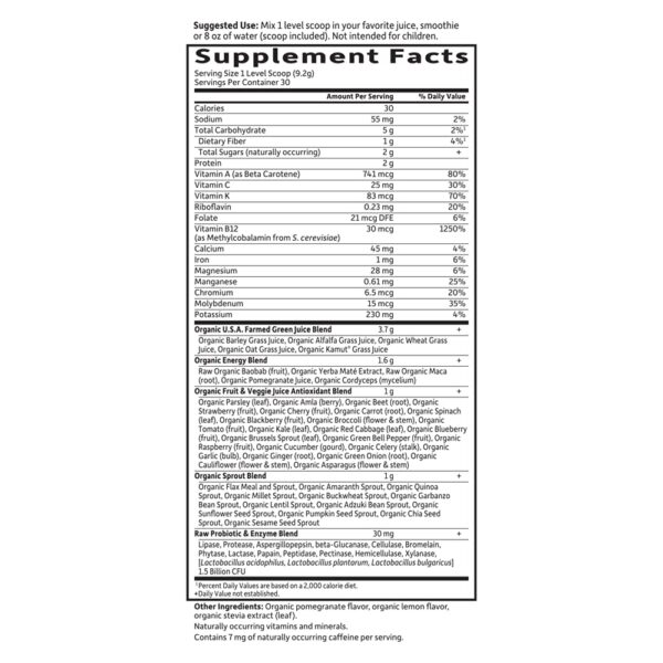 Polvo verde Garden of Life en cuchara