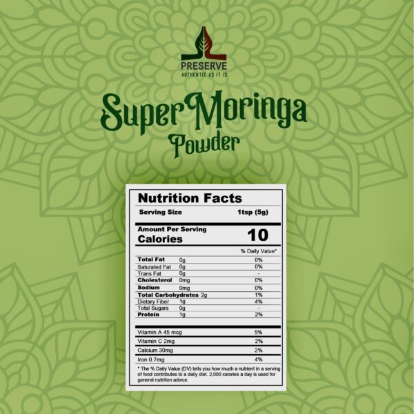 Version 1.0.0 Polvo verde puro de moringa para smoothies y bebidas saludables