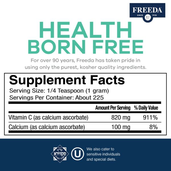 Polvo vitamina c suplemento suave estómago certificado kosher