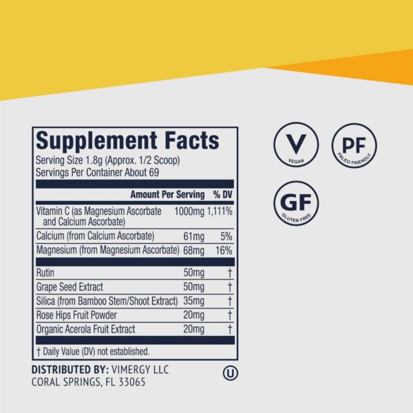 Version 1.0.0 Polvo vitamina C Vimergy Micro-C apoyo huesos y cartílagos
