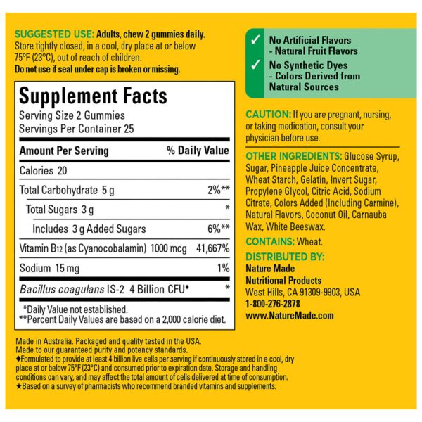 Version 1.0.0 Porción diaria Nature Made probióticos y gomitas b12