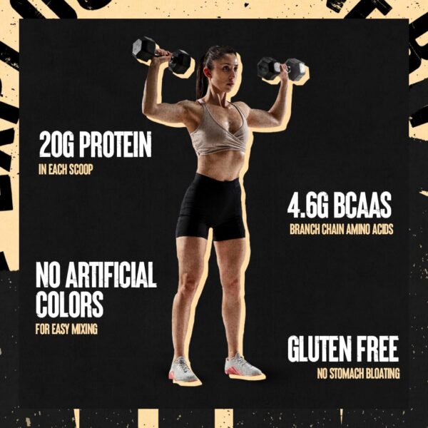 Porción de polvo Animal 100% Whey en cuchara