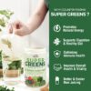 Porción de Super Greens en polvo con ingredientes orgánicos