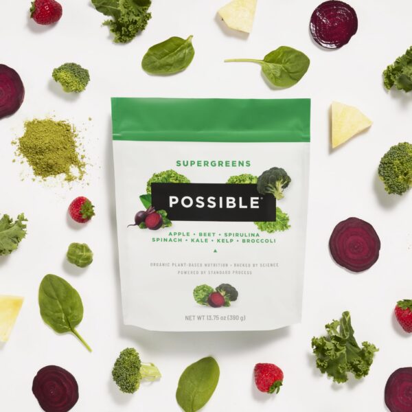 Posible supergreens mezcla de ingredientes naturales orgánicos