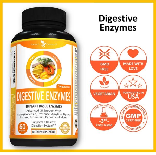 Lado superior del frasco Potent Garden Digestive Enzymes