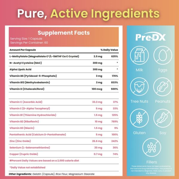 Pre-DX suplemento nervioso frasco y cápsulas