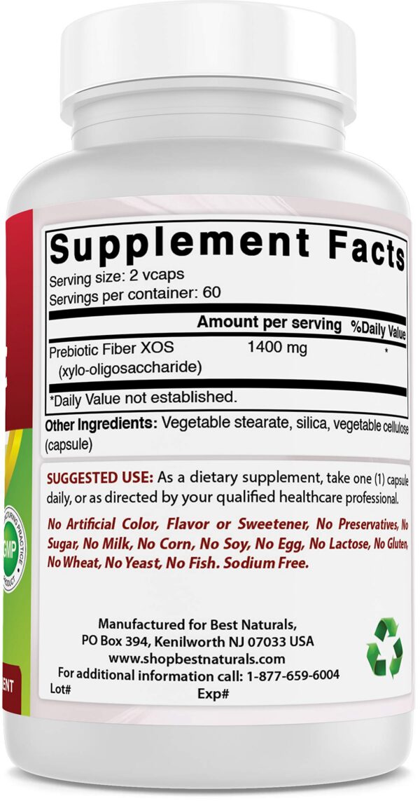 Prebióticos Best Naturals fibra XOS 120 cápsulas veganas digestión