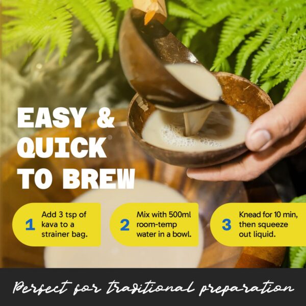 Preparación tradicional de kava con polvo Lewena Fiji