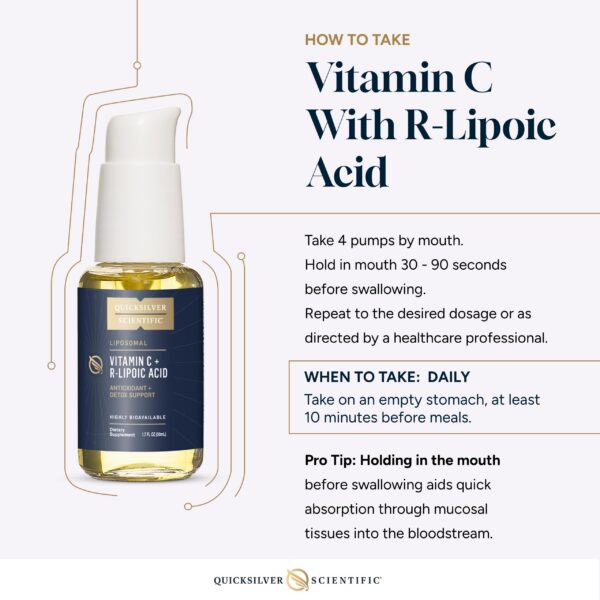 Presentación de 50 ml de Vitamina C liposomal Quicksilver