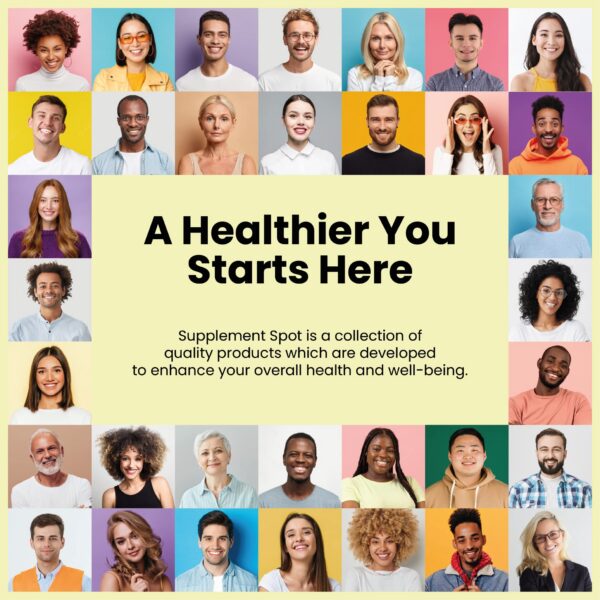 Presentación cápsulas Supplement Spot para energía y estado de ánimo