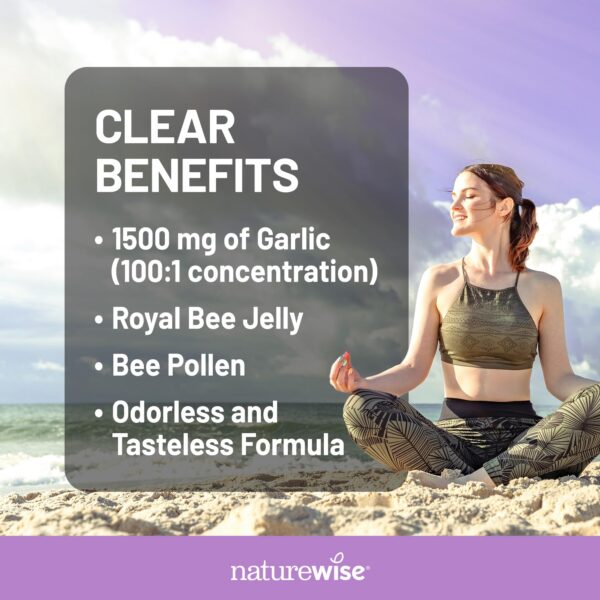 Presentación completa NatureWise ajo sin olor 60 cápsulas
