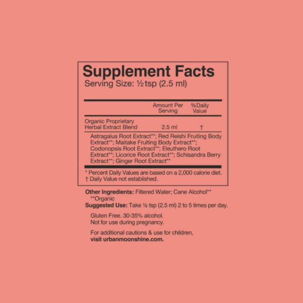 Suplemento inmunológico orgánico certificada Urban Moonshine