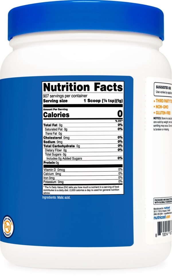 Presentación final del envase Nutricost ácido málico