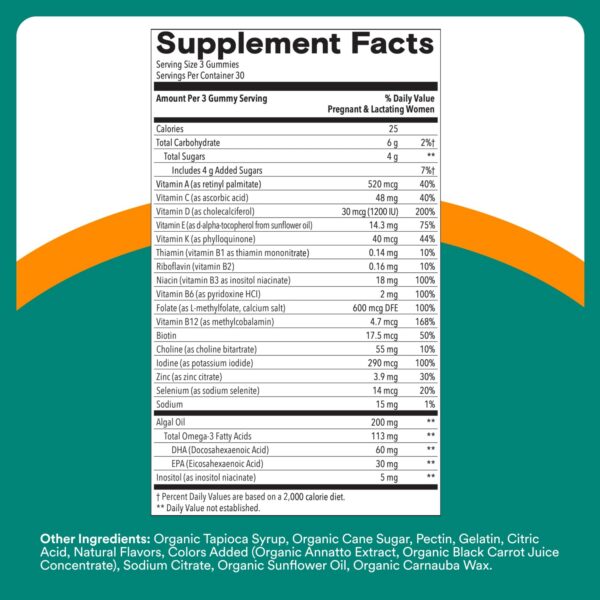 Presentación gomitas prenatales SmartyPants para mujeres embarazadas