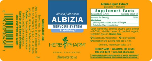 Presentación Herb Pharm Albizia líquido para sistema nervioso