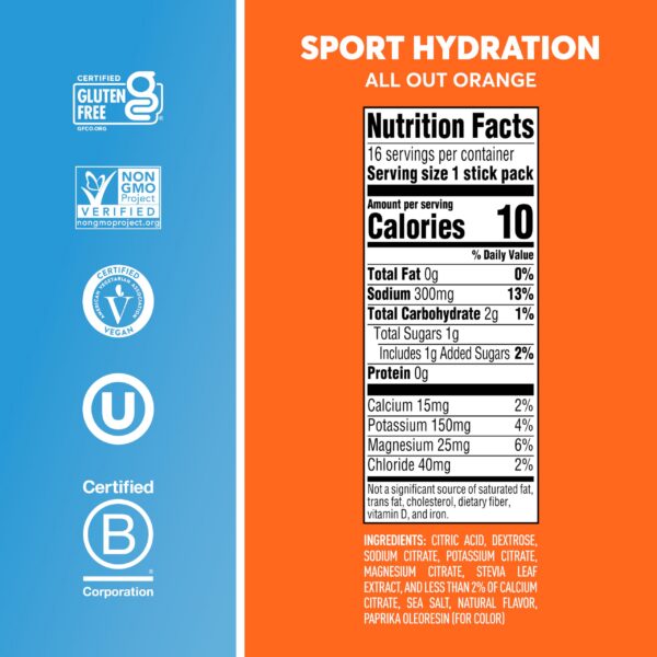Presentación polvo Nuun Sport 16 sobres sabor naranja