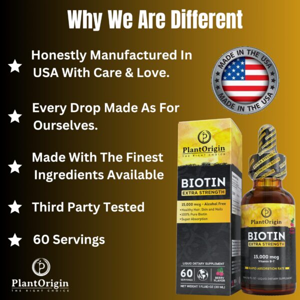 Presentación PLANTORIGIN biotina extra fuerza para cabello y piel