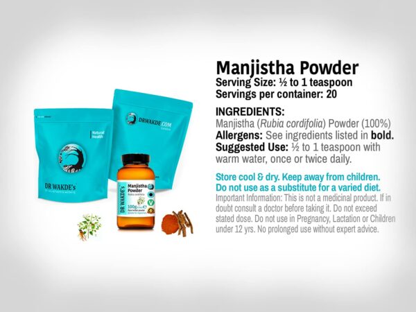 presentación polvo manjistha ayurvédico natural vegano