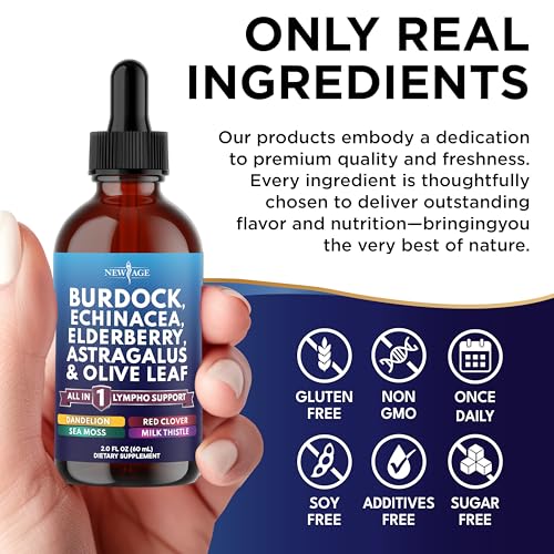 Version 1.0.0 Frasco gotas linfáticas New Age con tabla nutricional