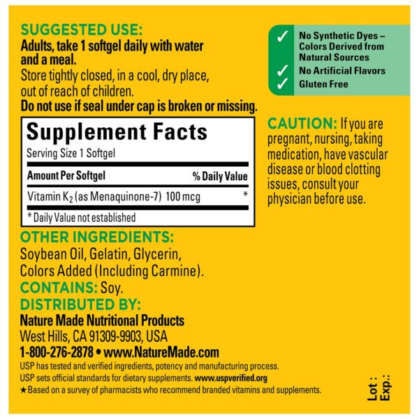 Presentación de vitamina K2 100 mcg