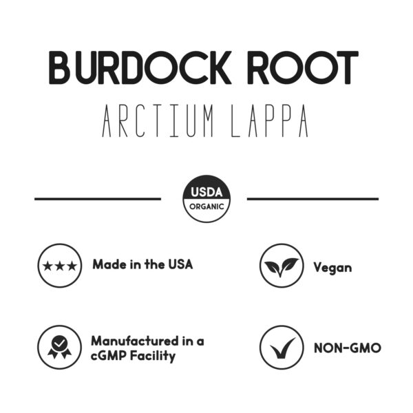 Frasco Burdock Root con etiqueta