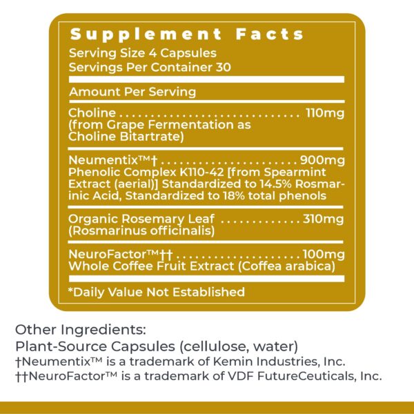 Primer plano de etiqueta CogniTropic suplementos cerebrales