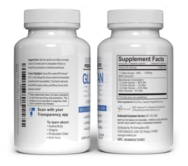 Etiqueta de producto Glucan Elite